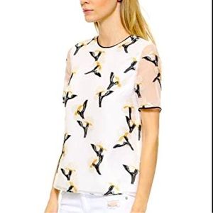 Tory Burch Sage Floral Applique Silk Blend Blouse 6